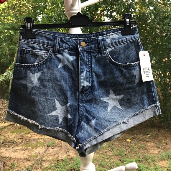 [Billabong] Stars Print CutOff Denim Shorts NWT 01 - Picture 3 of 5